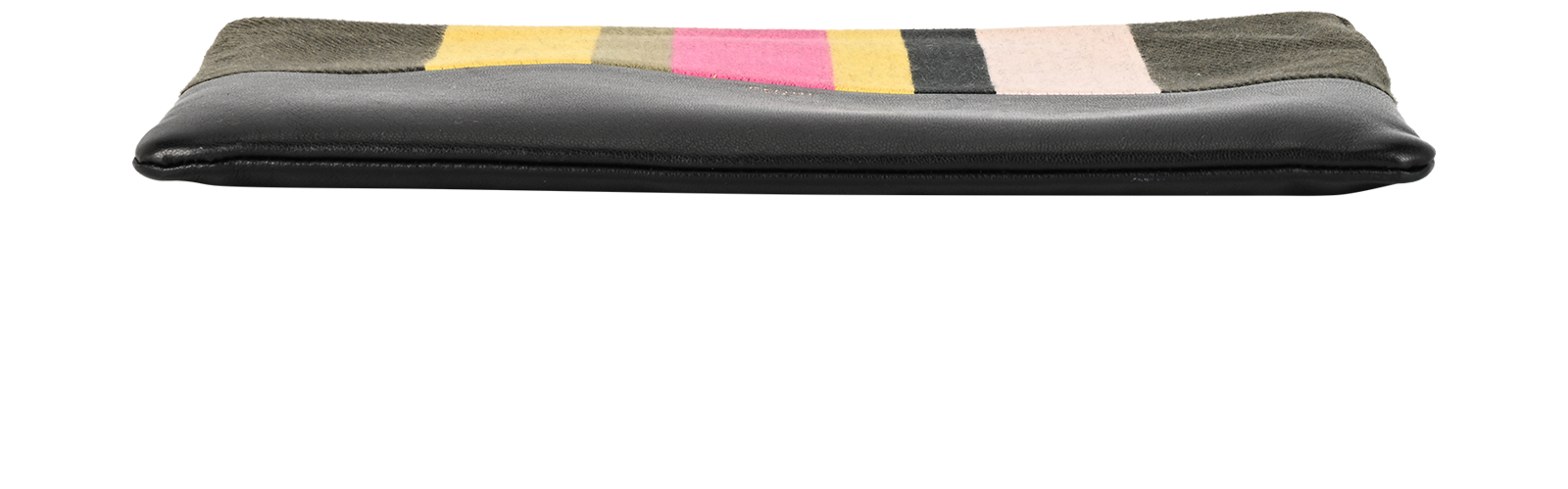 Celine Striped Zipped Pouch, &pound;175, Accessories, Black/Green/Pink/Yellow, Canvas/Leather, Top view